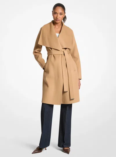 Michael Kors Outlet Wool Blend Wrap Coat In Green