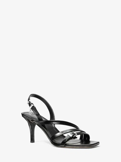 Michael Kors Outlet Yvette Crackled Sandal In Black