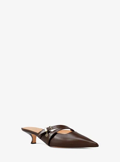 Michael Kors Outlet Yvette Kitten Mule In Brown