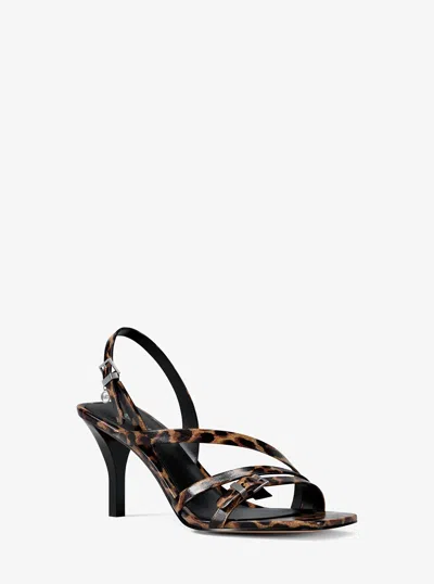 Michael Kors Outlet Yvette Leopard Print Sandal In Multi