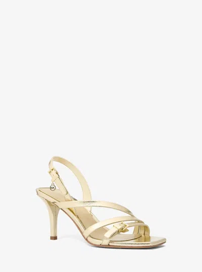 Michael Kors Outlet Yvette Metallic Sandal In Gold