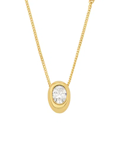 Michael Kors Oval Stone Pendant Necklace In Gold