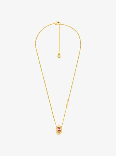 Michael Kors Oval Stone Pendant Necklace In Gold