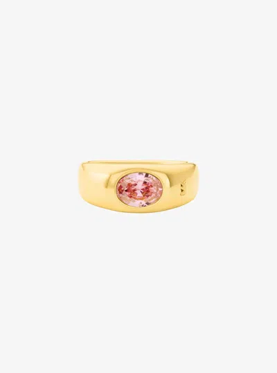 Michael Kors Oval Stone Signet Ring In Gold