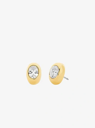 Michael Kors Oval Stone Stud Earrings In Gold