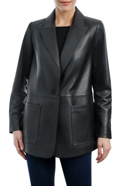 Michael Kors Oversize Leather Blazer In Black