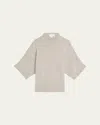 Michael Kors Oversized 3 Ply Cashmere Tunic Sweater In Pearl Mel