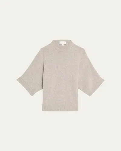 Michael Kors Oversized 3 Ply Cashmere Tunic Sweater In Pearl Mel