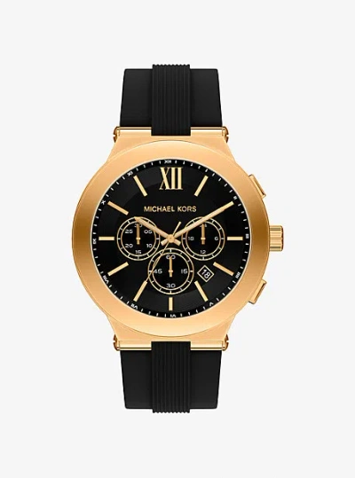 Michael Kors Oversized Billie Gold-tone And Silicone Watch In Black