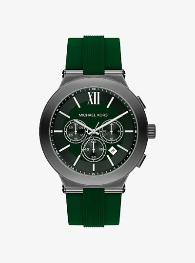 Michael Kors Oversized Billie Gunmetal And Silicone Watch In Green