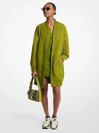 Michael Kors Oversized Bomber Jacket In Green