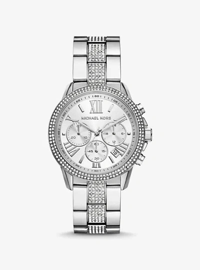 Michael Kors Oversized Brynn Pavé Silver-tone Watch