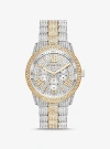 Michael Kors Oversized Brynn Pavé Two-tone Watch In Silver