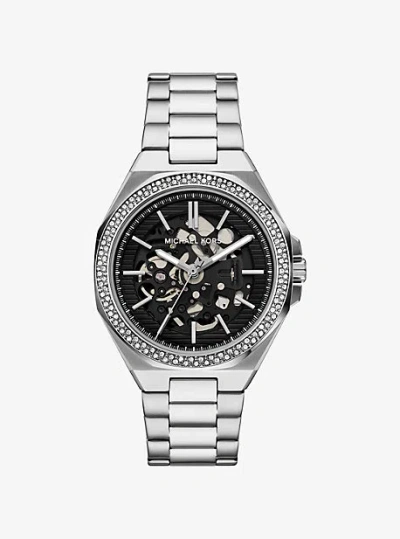 Michael Kors Oversized Callum Pavé Silver-tone Watch In Metallic