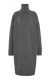 Michael Kors Oversized Cashmere Turtleneck Midi Dress In Grey