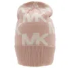 Michael Kors Oversized Chess Cuff Logo Jacquard Beanie