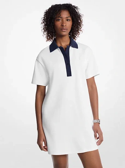 Michael Kors Oversized Cotton Blend Polo Mini Dress In White