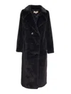 Michael Kors Black Double-breasted Coat In Blue