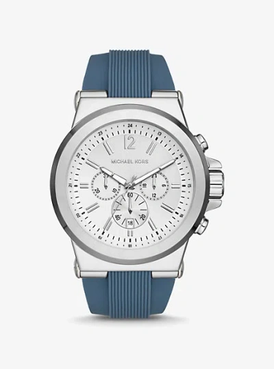 Michael Kors Oversized Dylan Silver-tone And Silicone Watch In Blue