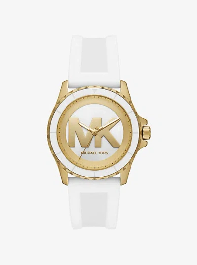 Michael Kors Oversized Everest Gold-tone And Silicone Watch In White