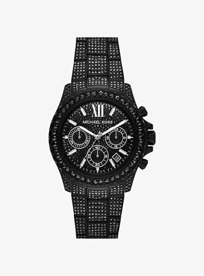 Michael Kors Oversized Everest Pavé Black-tone Watch