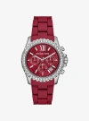 Michael Kors Oversized Everest Pavé Silver-tone And Silicone Watch In Pink