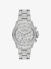 Michael Kors Oversized Everest Pavé Silver-tone Watch In Silver