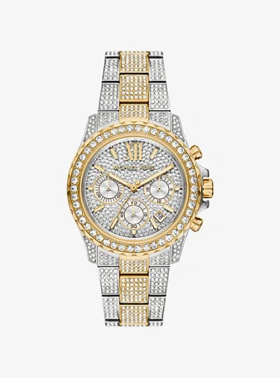Michael Kors Oversized Everest Pavé Two-tone Watch In Metallic