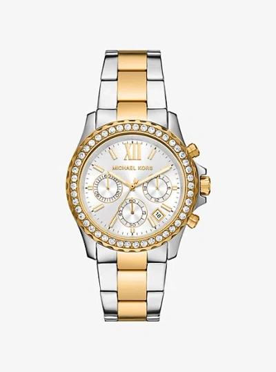 Michael Kors Oversized Everest Pavé Two-tone Watch In Multi