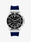 Michael Kors Oversized Everest Silver-tone And Silicone Watch In Blue