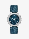 Michael Kors Oversized Gramercy Silver-tone Denim Watch In Blue