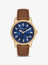 MICHAEL KORS OVERSIZED HUTTON GOLD-TONE AND LEATHER WATCH