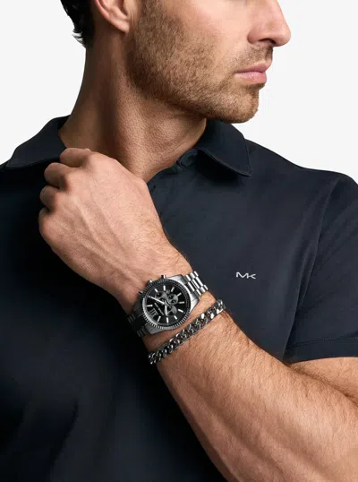 Michael Kors Oversized Lexington Gunmetal Watch And Bracelet Gift Set In Multi