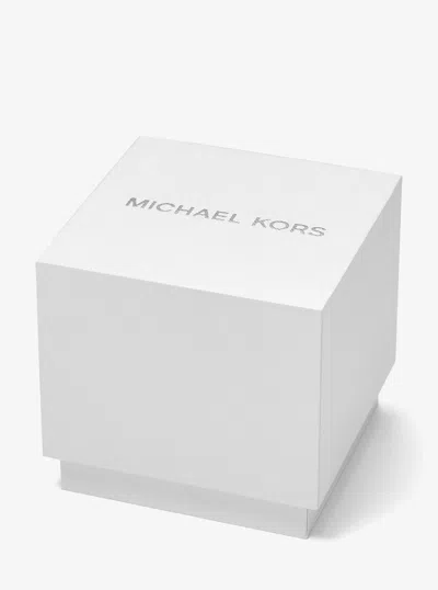 Michael Kors Oversized Lexington Silver-tone Watch And Crocodile-embossed Leather Card Case Gift Set In White
