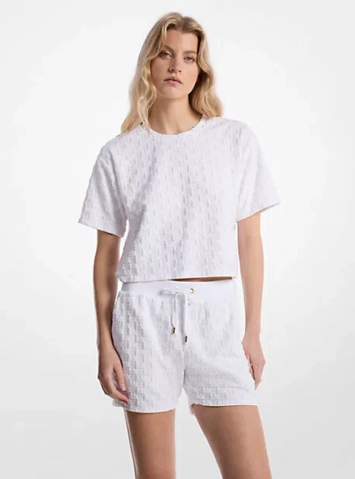 Michael Kors Oversized Logo Jacquard Terry Shirt In White