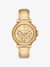 Michael Kors Oversized Maren Gold-tone And Metallic Crocodile Embossed Leather Watch In Gold