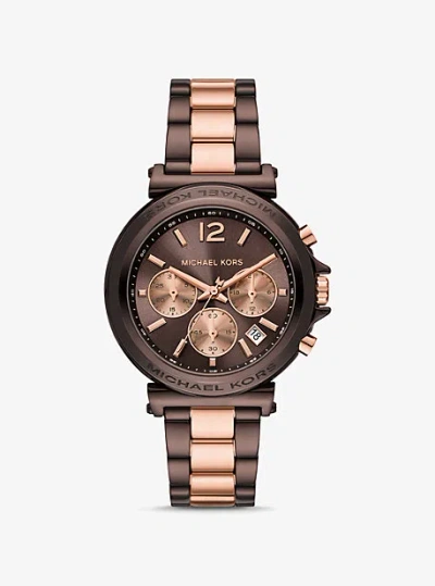 Michael Kors Oversized Maren Two-tone Watch In Brown