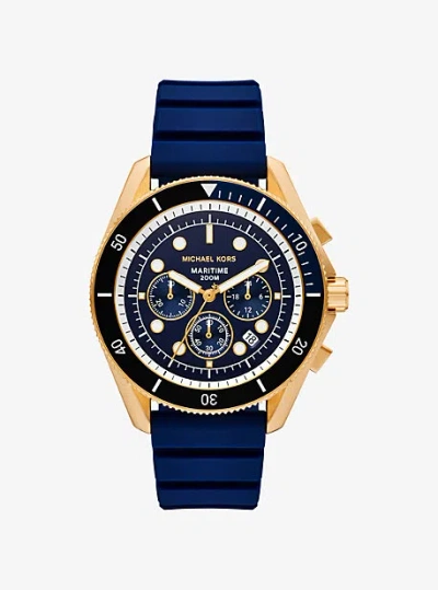 Michael Kors Oversized Maritime Gold-tone And Silicone Watch In Blue