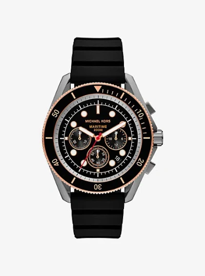 Michael Kors Oversized Maritime Gunmetal And Silicone Watch In Grey