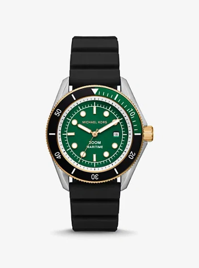 Michael Kors Oversized Maritime Silicone Watch In Black