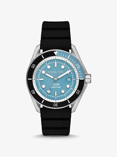 Michael Kors Oversized Maritime Silicone Watch In Black