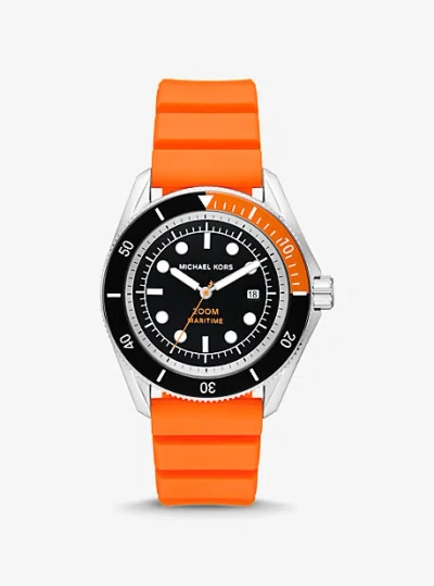 Michael Kors Oversized Maritime Silicone Watch In Orange