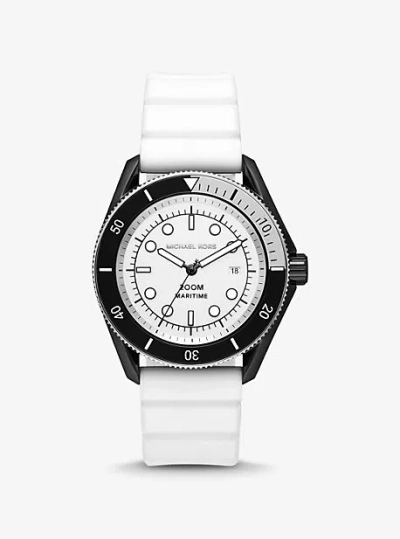 Michael Kors Oversized Maritime Silicone Watch In White