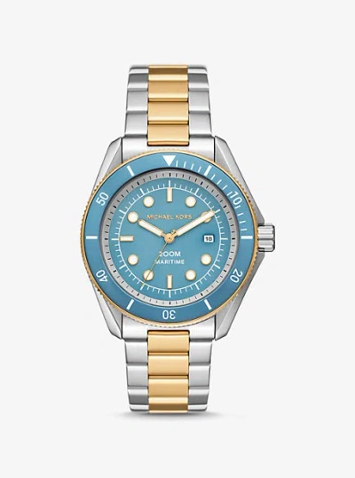 Michael Kors Oversized Maritime Two-tone Watch In Silver