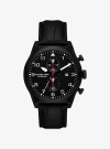 Michael Kors Oversized Panorama Black-tone And Crocodile Embossed Leather Watch In Black