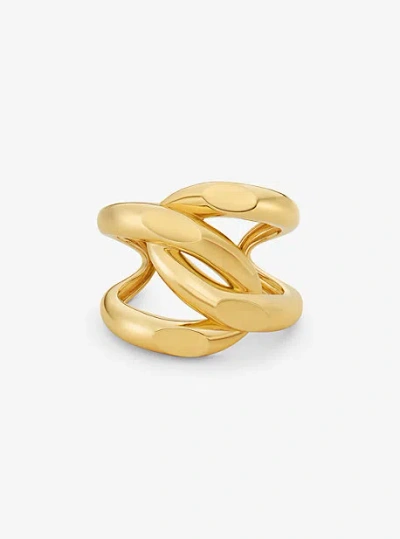 Michael Kors Oversized Precious Metal-plated Brass Curb-link Cuff In Gold