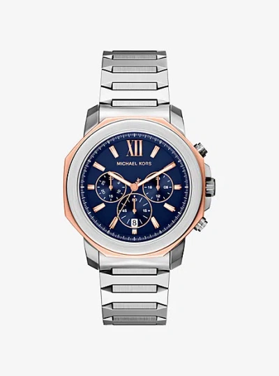 Michael Kors Oversized Prescott Two-tone Watch In Silver