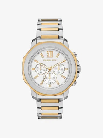 Michael Kors Oversized Prescott Two-tone Watch In Gold