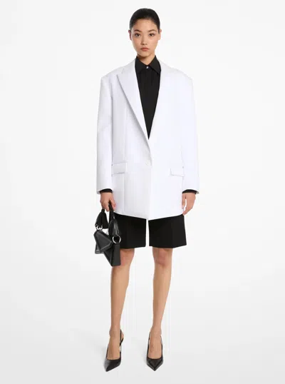 Michael Kors Oversized Stretch Cotton Blazer In White