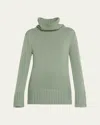 Michael Kors Oversized Turtleneck Cashmere Sweater In Green